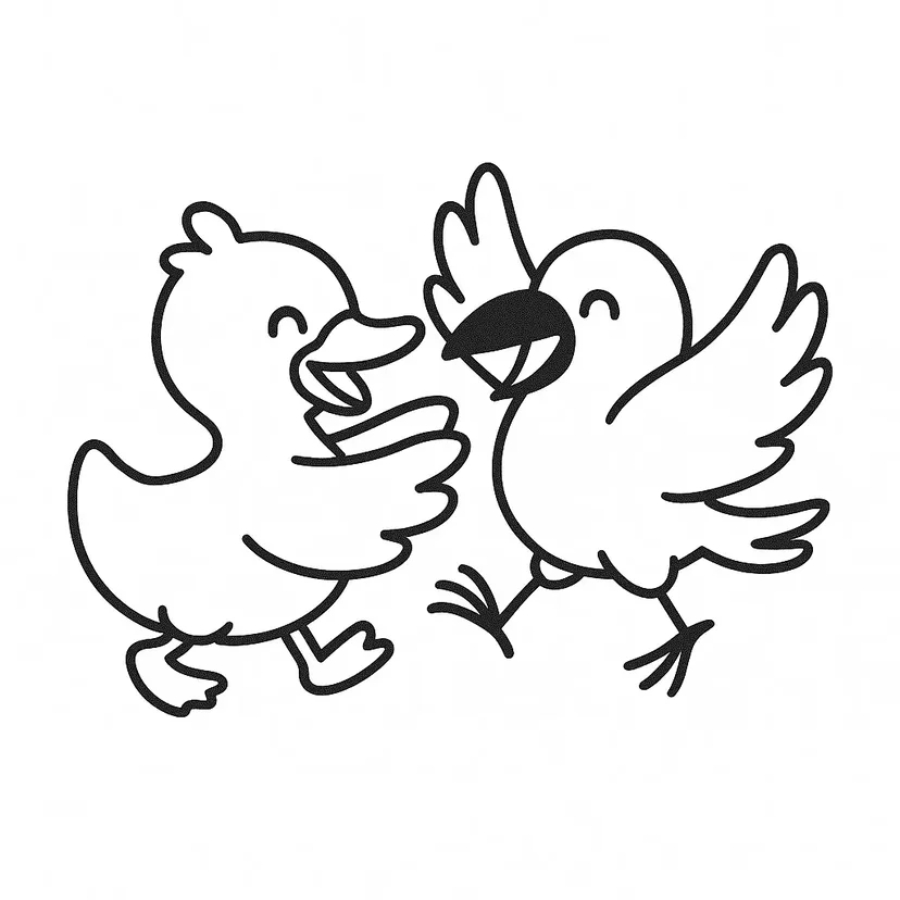 Dibujo de Pájaros Bailarines Felices para colorear