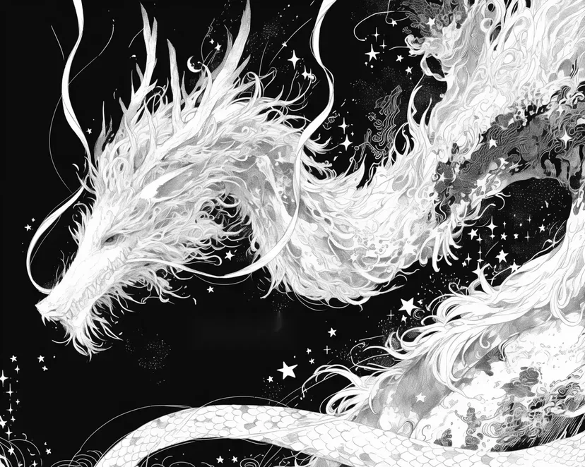 星空中的白龙涂色页