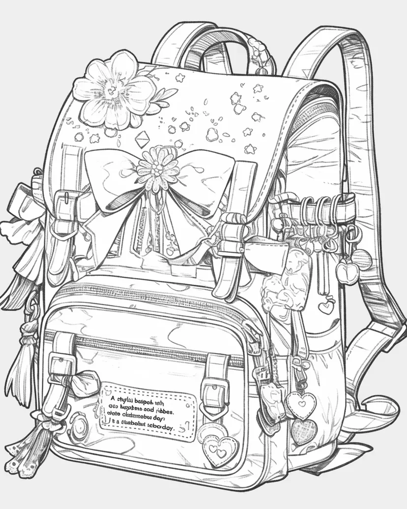 Coloriage Sac à Dos Décoré Mignon