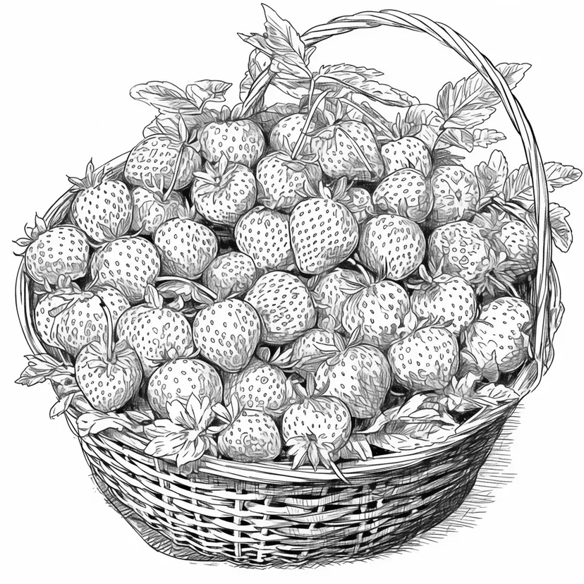 Dibujo de Cesta de Fresas para colorear