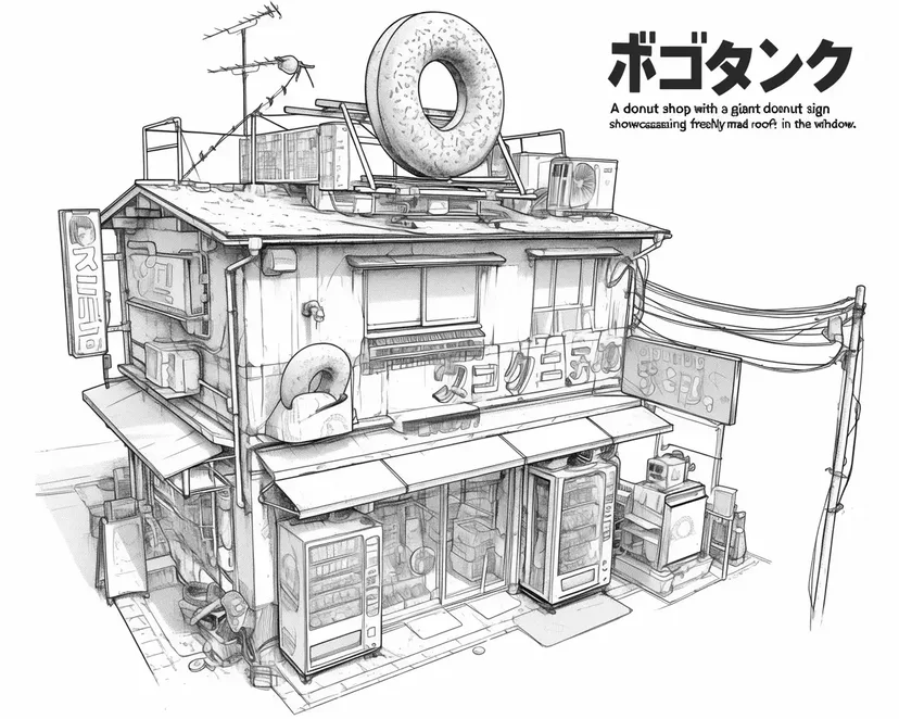 Desenho de Loja de Donuts na Esquina para colorir
