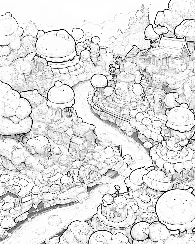 Desenho de Floresta de Doces para colorir