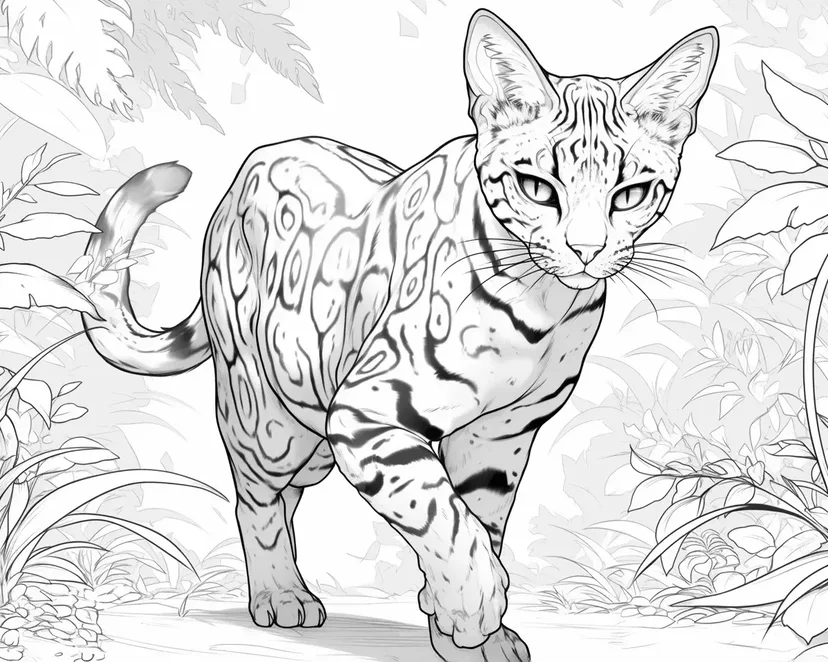 ジャングルの中の野生の猫