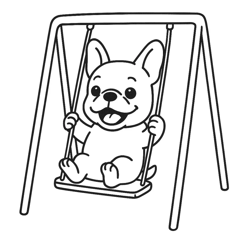 Dibujo de Cachorro Disfrutando del Columpio para colorear