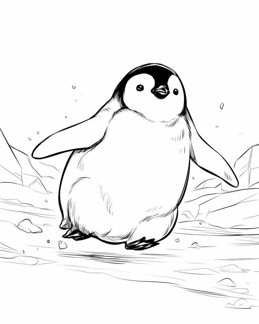 Dibujo de Lindo Polluelo de Pingüino para colorear