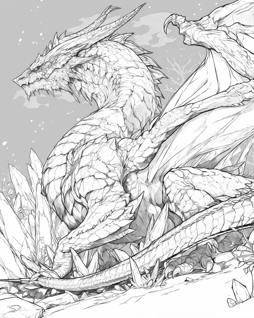 氷のドラゴンの塗り絵
