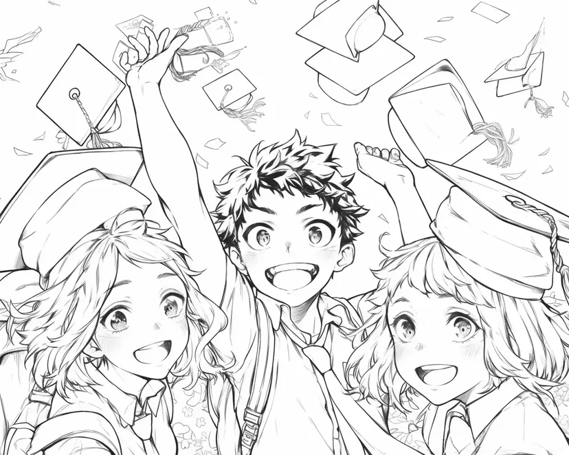 卒業の喜びの塗り絵