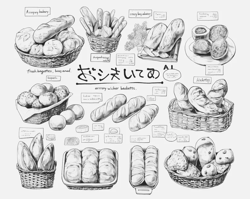 Desenho de Sortimento de Pães Deliciosos para colorir