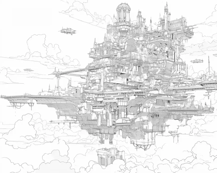 天空中的宏伟宫殿涂色页