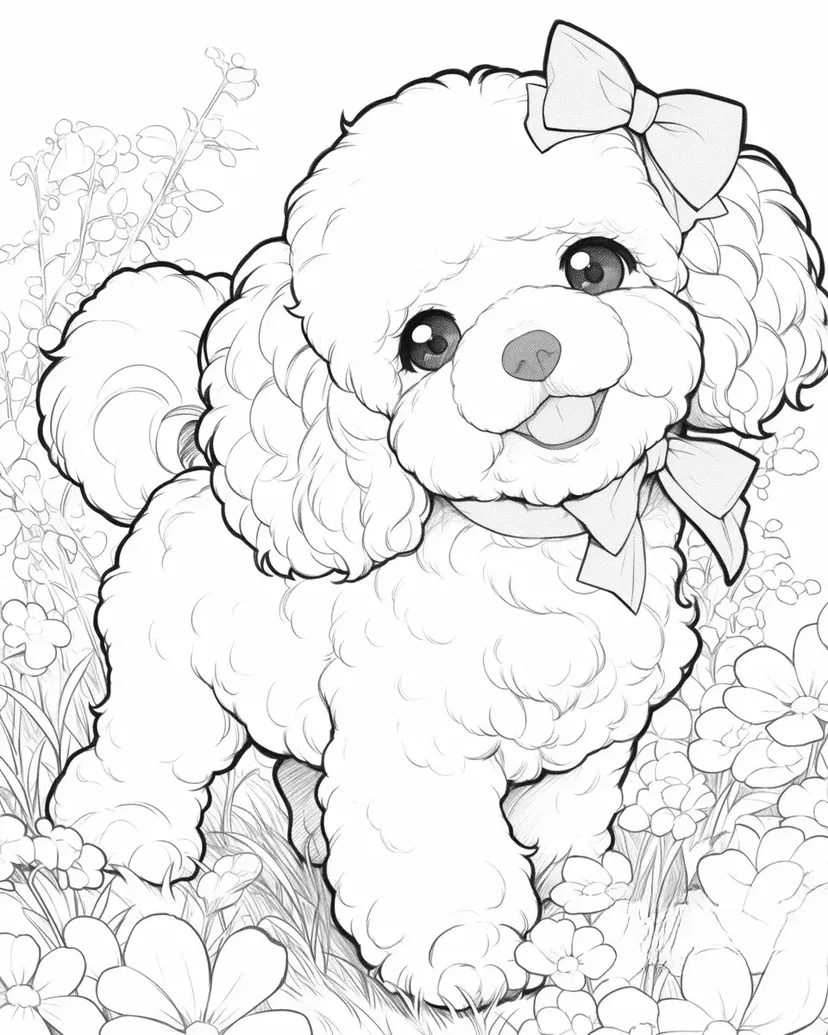 Dibujo de Caniche Elegante para colorear