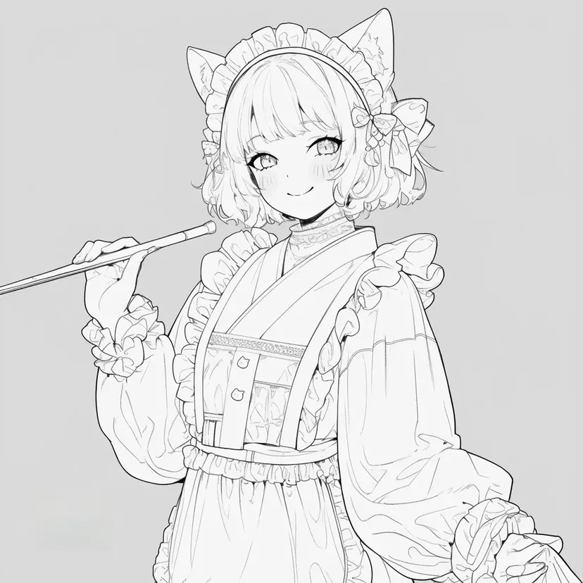 Dibujo de Chica con Orejas de Gato para colorear