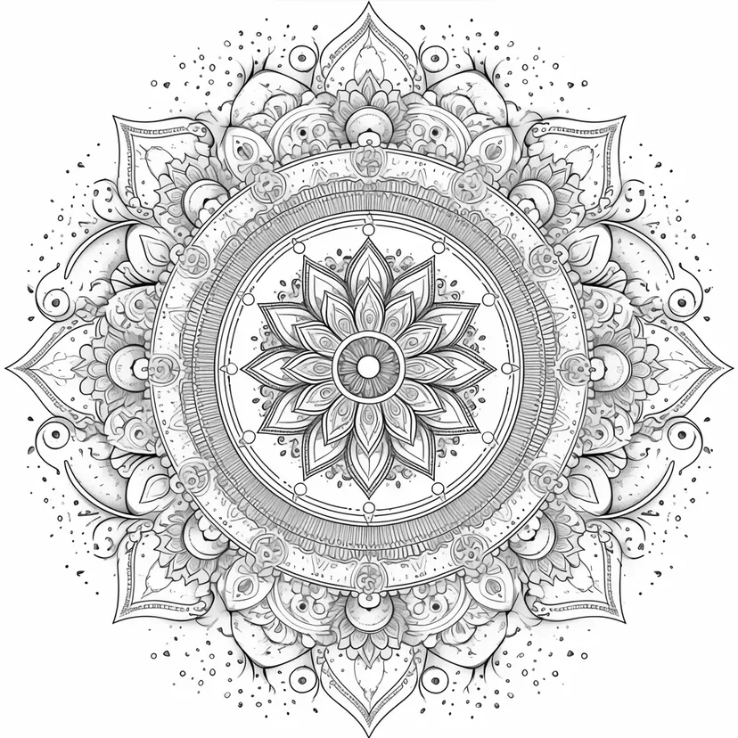 美しい曼荼羅の花の塗り絵