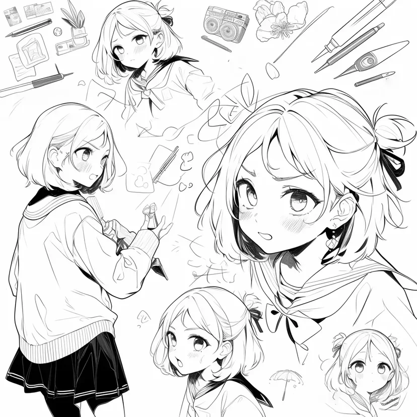 Coloriage Croquis de Style Artistique Mignon