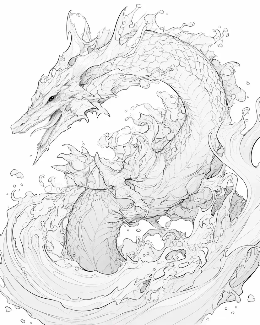 Desenho de Dragão de Água para colorir