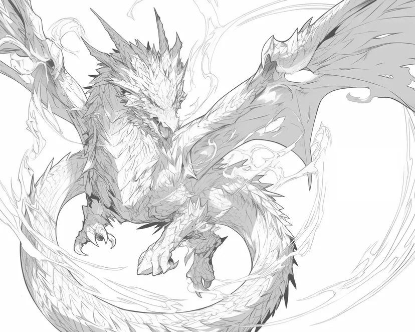 Dibujo de Dragón Místico para colorear