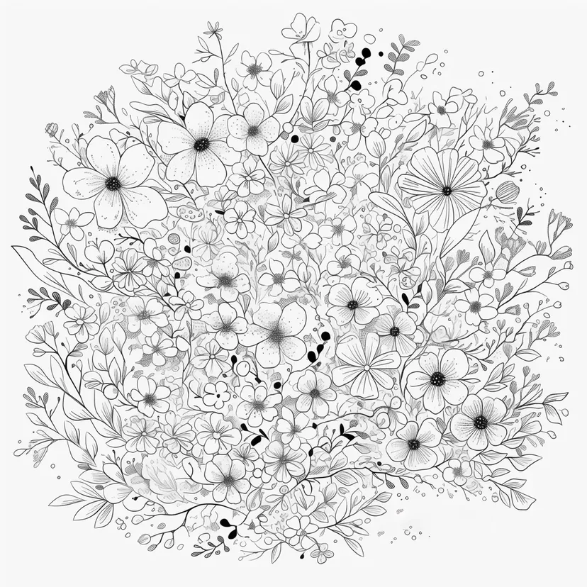 花々のハーモニーの塗り絵