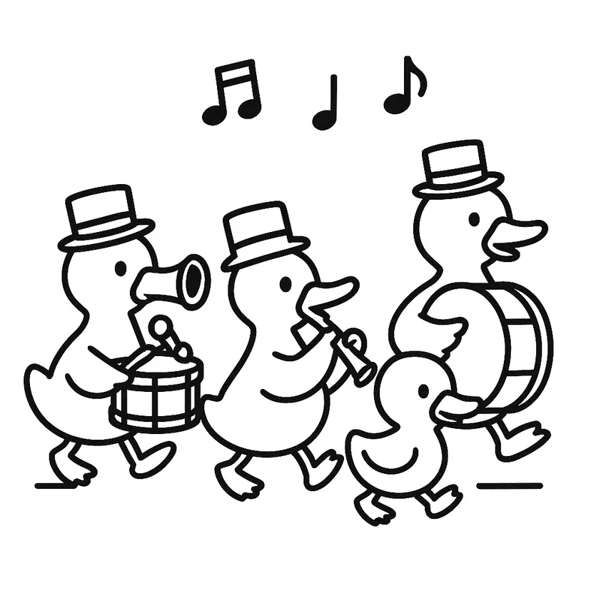 Dibujo de El Desfile Divertido del Pato para colorear