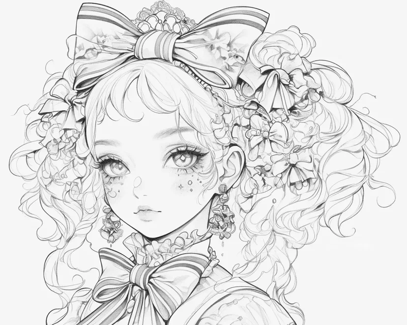 Desenho de Menina de Fita para colorir