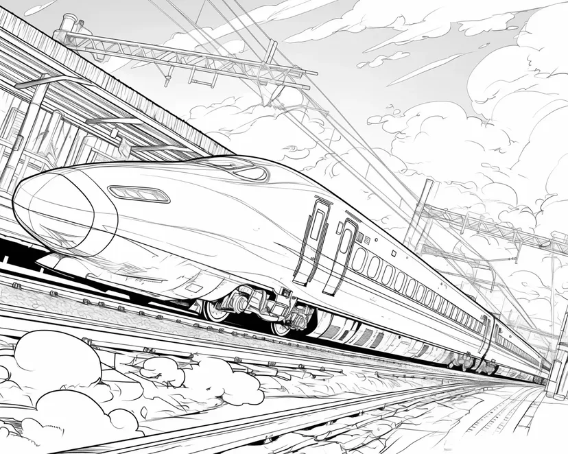 Dibujo de Tren Bala a Toda Velocidad para colorear