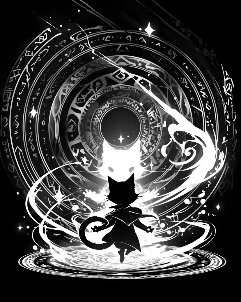 Desenho de Gato Atravessando o Portão Mágico para colorir