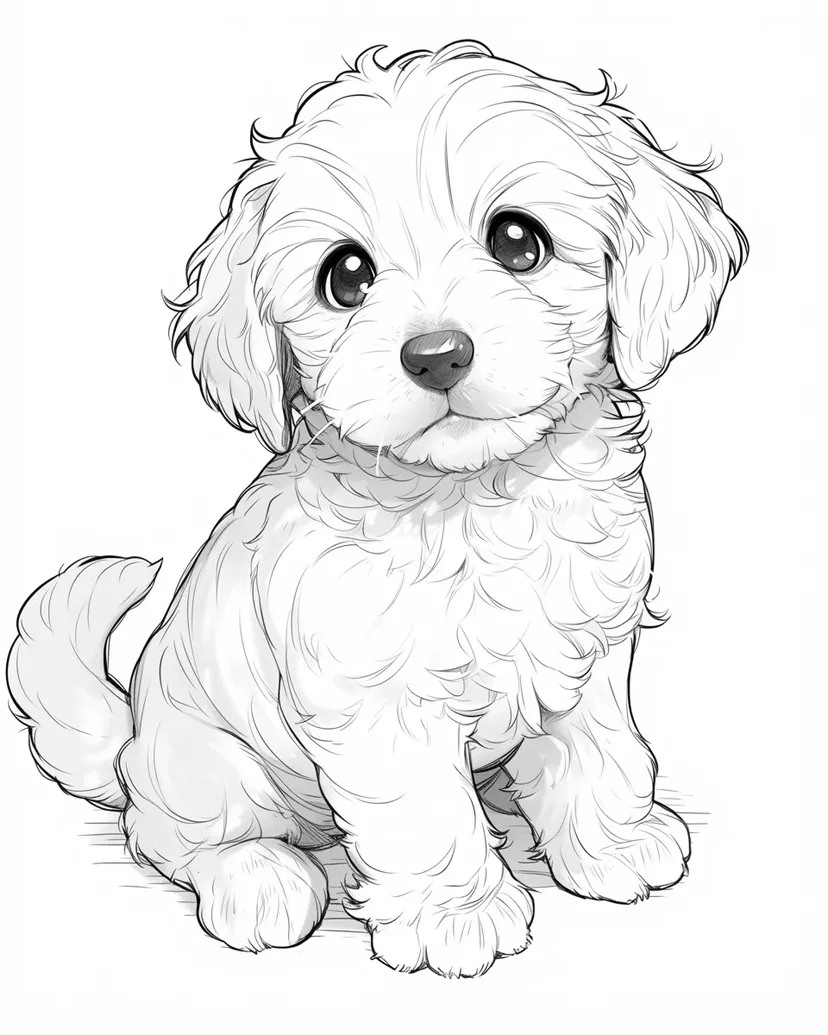 かわいい子犬の塗り絵