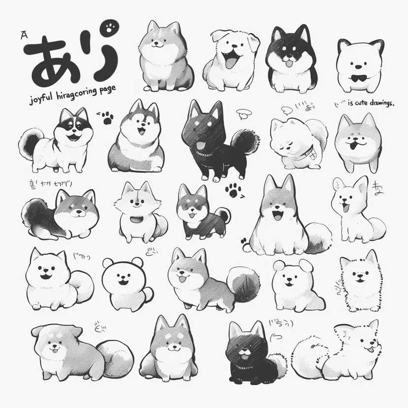 かわいい犬たちの塗り絵