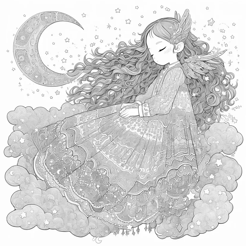 星の夢の塗り絵