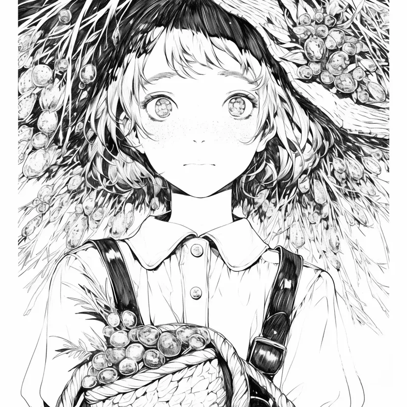 森林中的女孩涂色页
