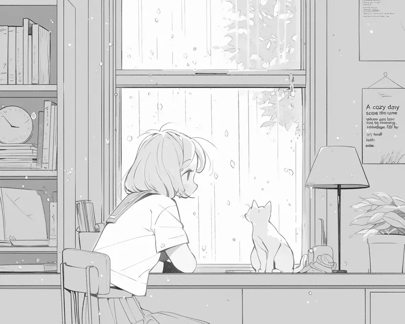 Dibujo de Momento en la Ventana para colorear