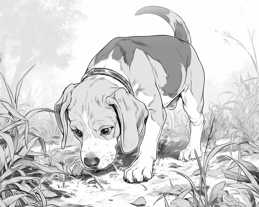 探索的小猎犬涂色页