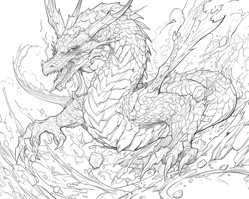 Gambar mewarnai Kemunculan Naga Bersinar