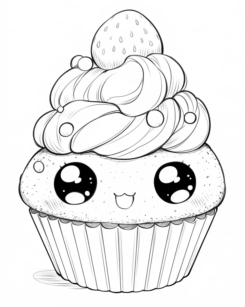 Dibujo de Cupcake Lindo para colorear