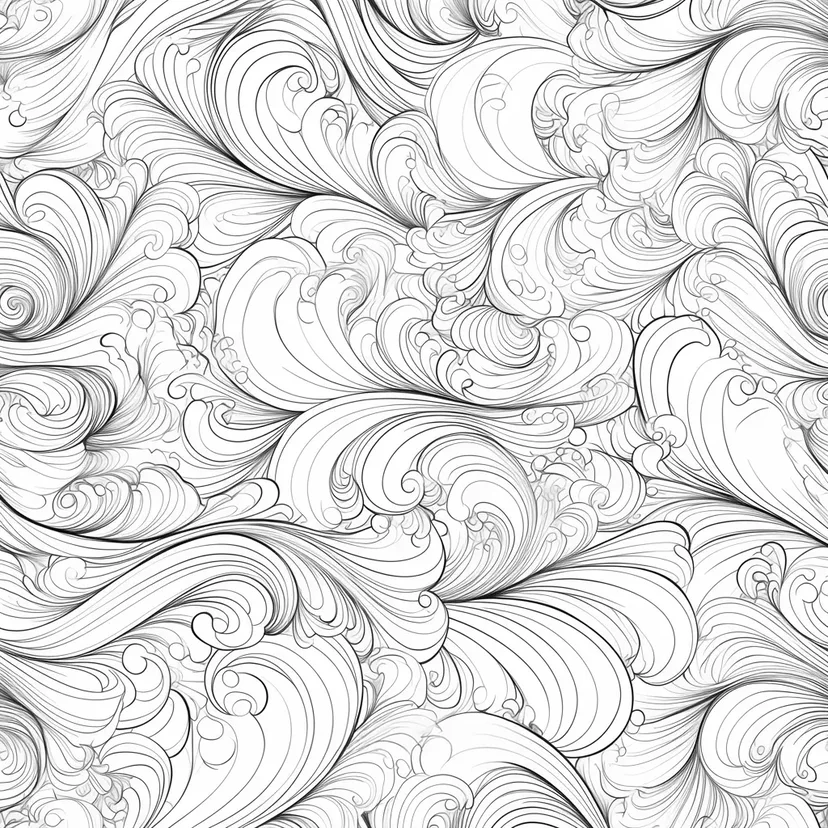 波の模様の塗り絵