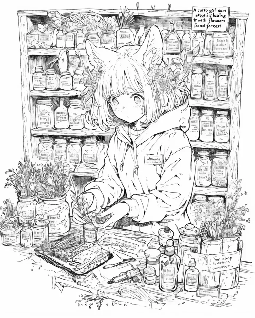 Dibujo de Linda Chica de la Floristería para colorear