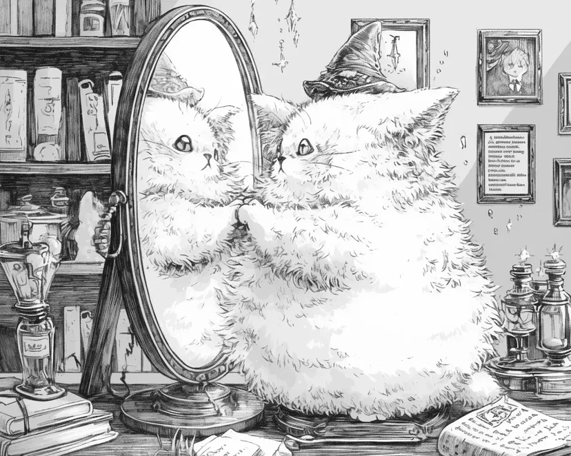 Dibujo de Gato con Sombrero Mágico para colorear