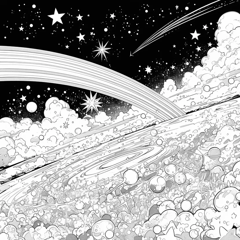 World of Stars and Shooting Stars coloring page