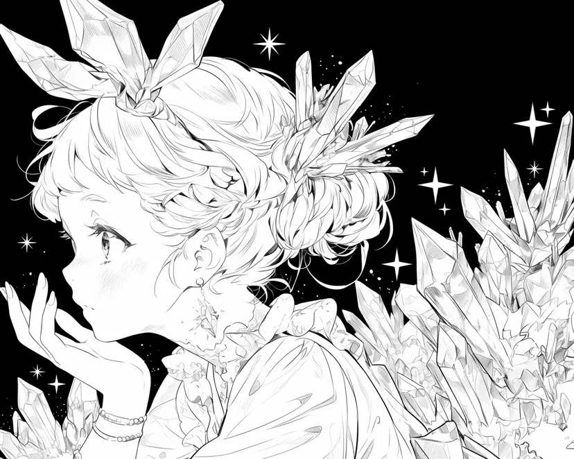 クリスタルと少女の塗り絵