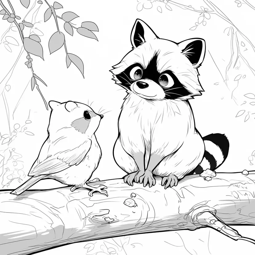 Gambar mewarnai Teman di Hutan