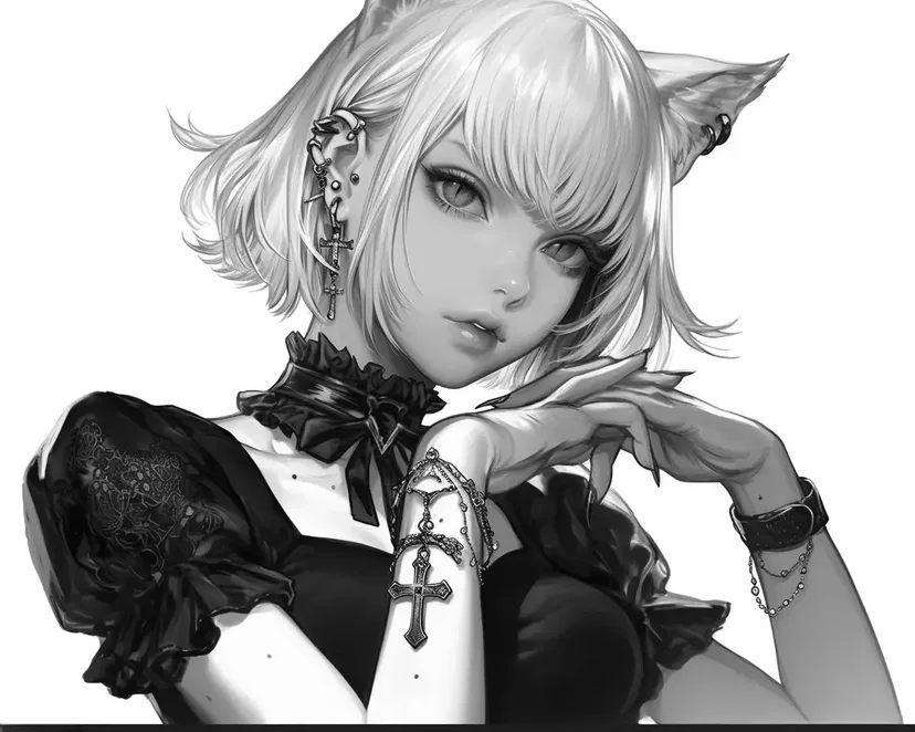 猫耳少女涂色页