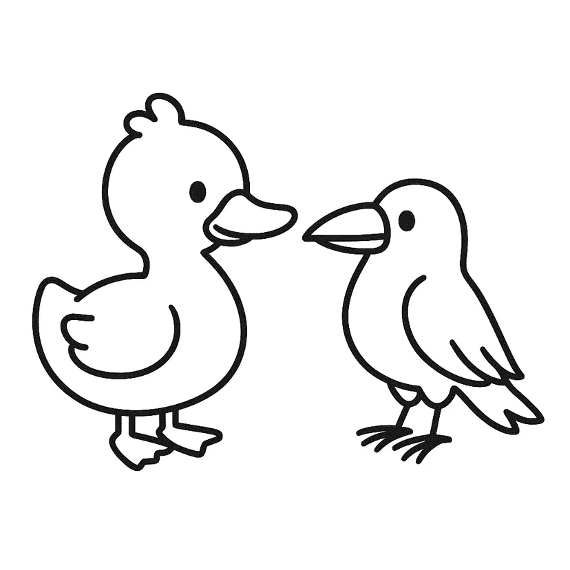 Dibujo de Charla del Pato y el Cuervo para colorear