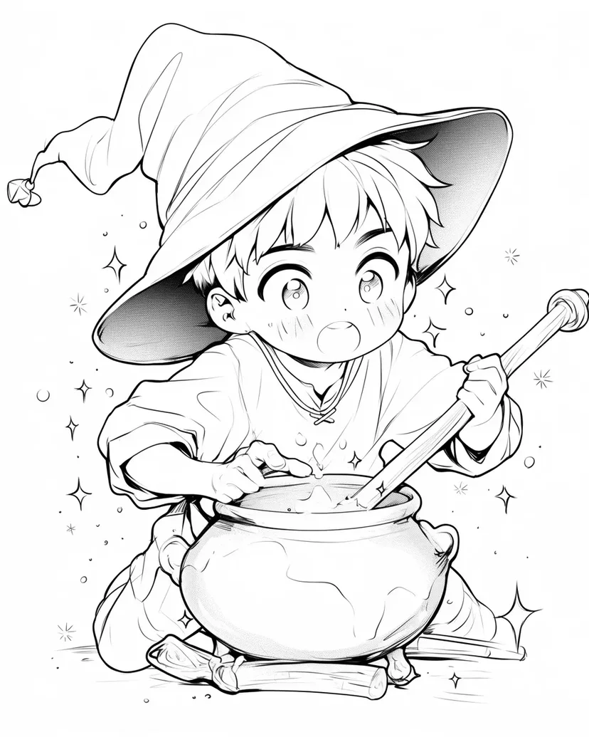 Dibujo de La Aventura del Pequeño Mago para colorear