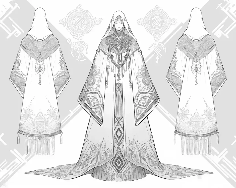 Dibujo de Túnica de Sacerdotisa Mística para colorear