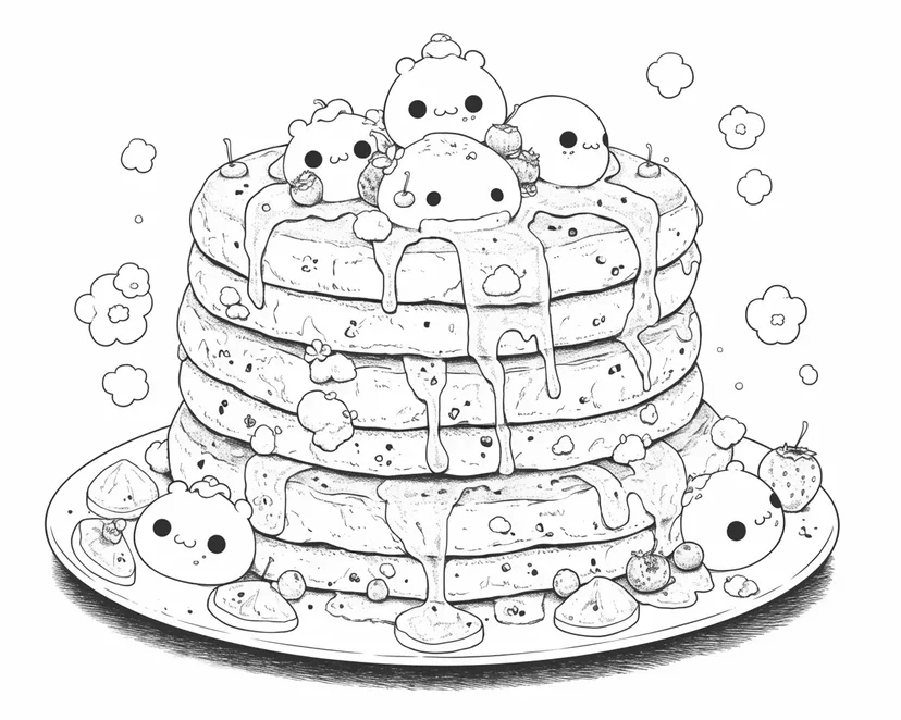 Dibujo de Fiesta de Panqueques Esponjosos para colorear