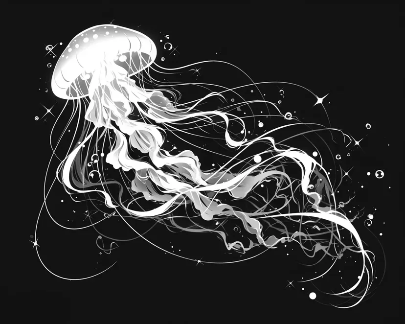 幻想的なクラゲの舞いの塗り絵