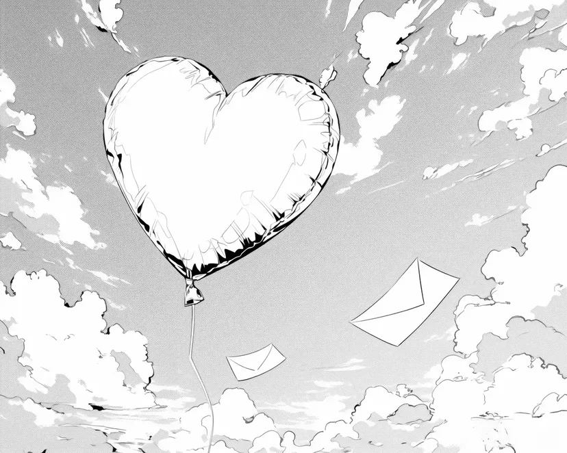 Dibujo de Globo de Corazón en el Cielo para colorear