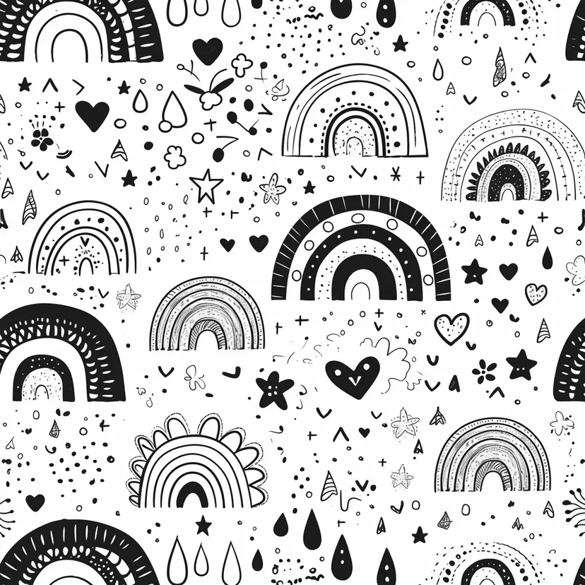 虹のパターンの塗り絵