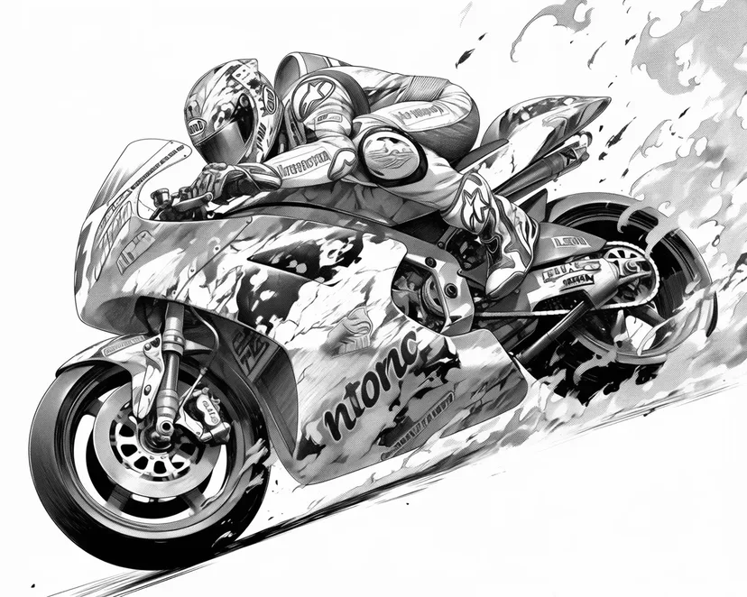 疾走するレーサーの塗り絵