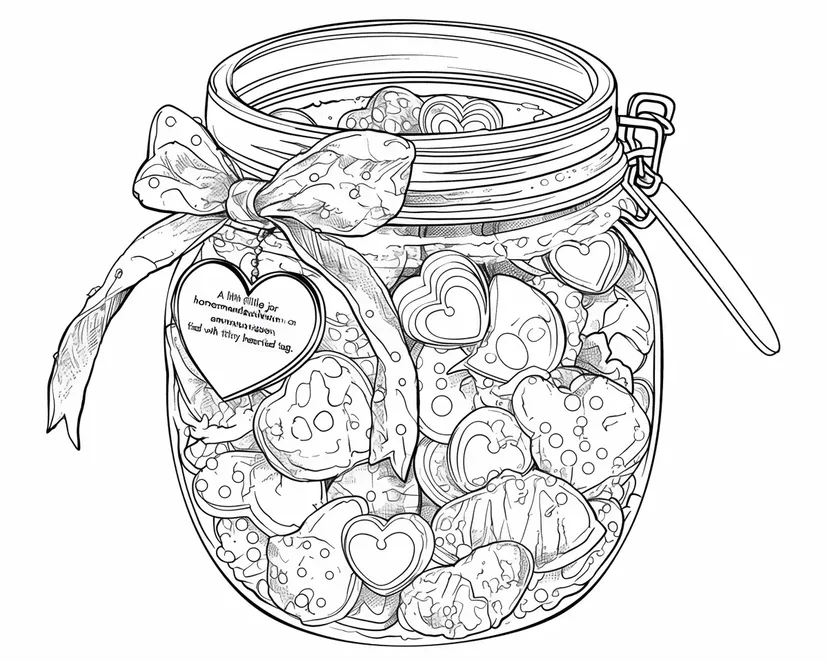 Heart Candy Jar coloring page