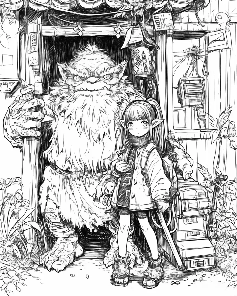 Dibujo de El Hada y el Guardián del Bosque para colorear