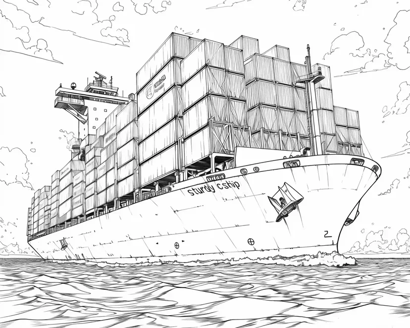 Dibujo de Barco de Carga Robusto para colorear